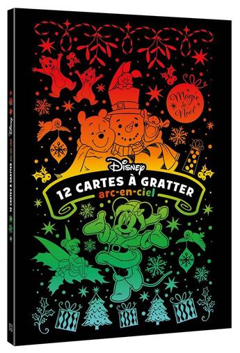 Couverture du livre « Les ateliers Disney : 12 cartes à gratter arc-en-ciel ; magie de Noël » de Disney aux éditions Disney Hachette