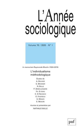 Couverture du livre « Annee sociologique 2020, vol. 70(1) » de  aux éditions Puf