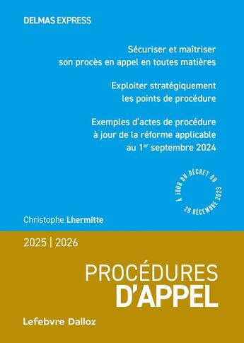 Couverture du livre « Procédures d'appel (édition 2025/2026) » de Christophe Lhermitte aux éditions Delmas