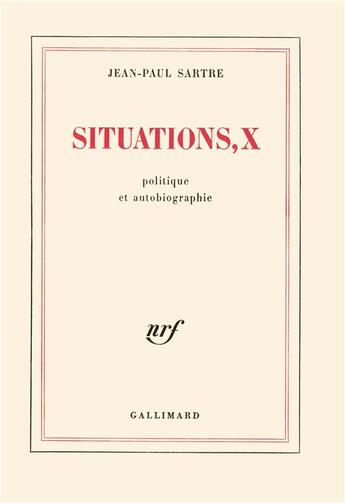 Couverture du livre « Situations - vol08 - autour de 68 » de Jean-Paul Sartre aux éditions Gallimard