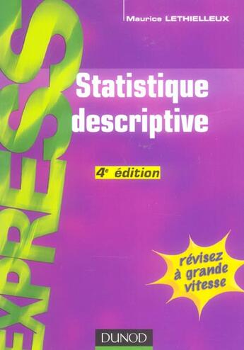 Couverture du livre « Statistique Descriptive » de Maurice Letheliieux aux éditions Dunod