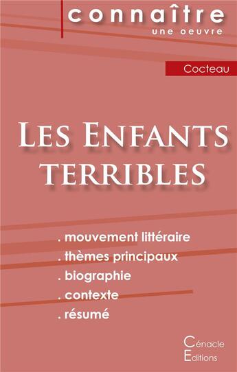 Couverture du livre « Les enfants terribles, de Jean Cocteau » de  aux éditions Editions Du Cenacle