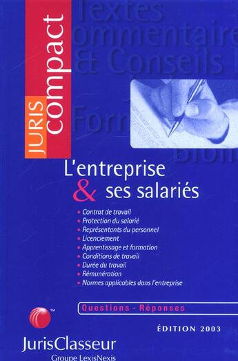 Couverture du livre « L'entreprise et ses salaries » de Rade aux éditions Lexisnexis