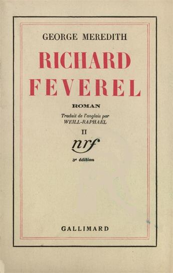 Couverture du livre « Richard faverel » de George Meredith aux éditions Gallimard