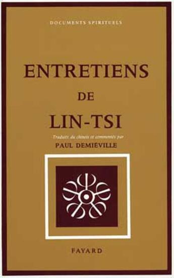 Couverture du livre « Entretiens de Lin-Tsi » de  aux éditions Fayard