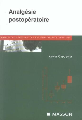 Couverture du livre « Analgesie postoperatoire » de Xavier Capdevila aux éditions Elsevier-masson