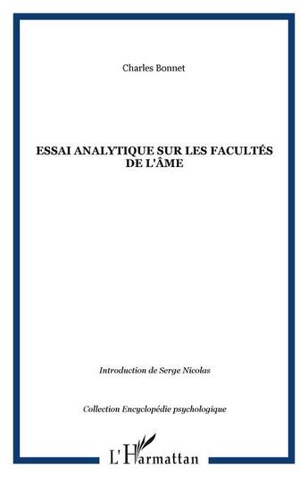 Couverture du livre « Essai analytique sur les facultés de l'âme » de Charles Bonnet aux éditions Editions L'harmattan