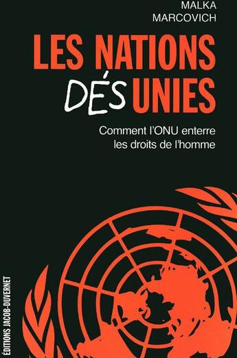 Couverture du livre « Les nations désunies ; comment l'ONU enterre les droits de l'homme » de Malka Markovich aux éditions Jacob-duvernet