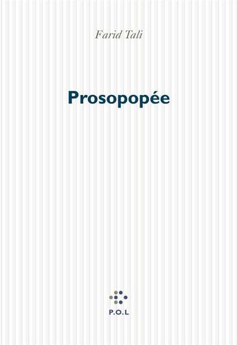 Couverture du livre « Prosopopee » de Farid Tali aux éditions P.o.l