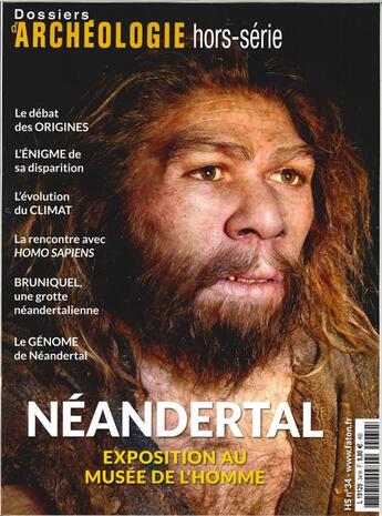 Couverture du livre « Dossier d'archeologie hs n 34 neandertal mars 2018 » de  aux éditions Faton Revue