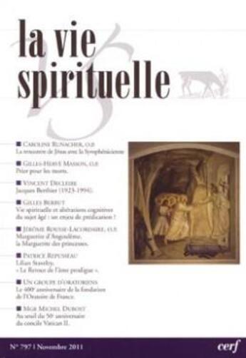 Couverture du livre « La vie spirituelle n 797 » de  aux éditions Cerf