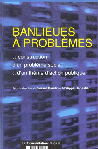 Couverture du livre « Banlieues a problemes » de Gerard Baudin aux éditions Documentation Francaise