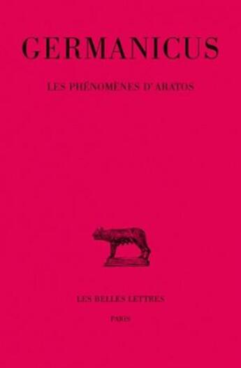 Couverture du livre « Phenomenes d'aratos » de Germanicus aux éditions Belles Lettres