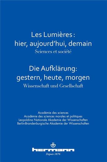 Couverture du livre « Les lumières : hier, aujourd'hui, demain ; sciences et société » de  aux éditions Hermann