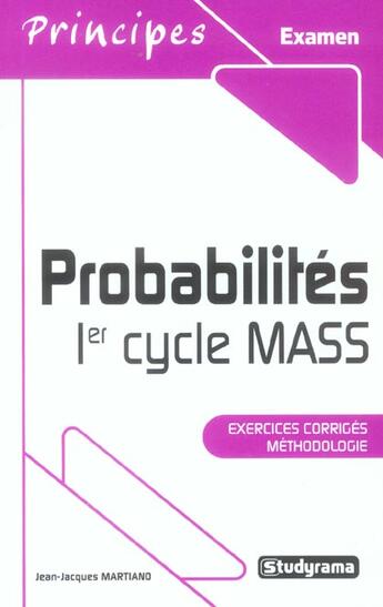 Couverture du livre « Probabilites 1er cycle » de Martiano J-J. aux éditions Studyrama