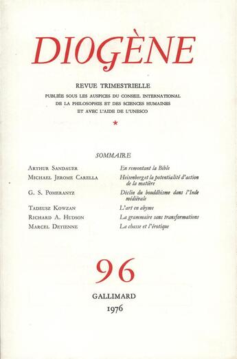 Couverture du livre « Diogene 96 » de Collectifs Gallimard aux éditions Gallimard