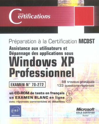 Couverture du livre « Windows xp ; examen 70-272 ; assistance aux utilisateurs ; depannage des applications » de Bruno Guerpillon aux éditions Eni