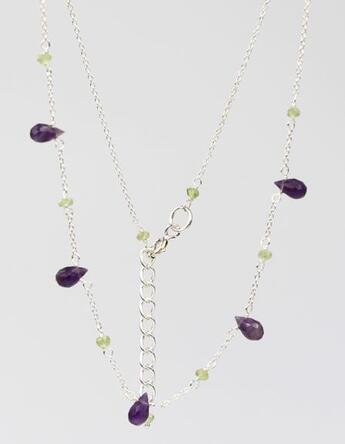 Couverture du livre « Collier en argent briolettes et perles facettees amethyste et peridot » de  aux éditions Dg-exodif