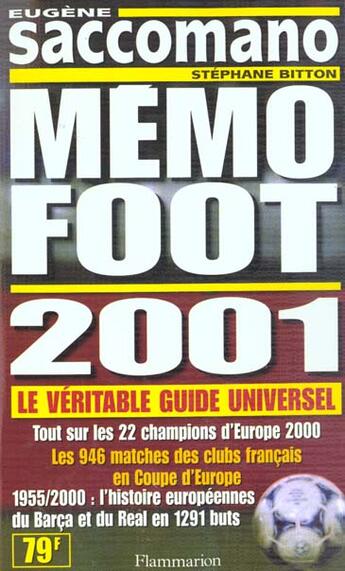 Couverture du livre « Memo foot 2001 » de Eugene Saccomano aux éditions Flammarion