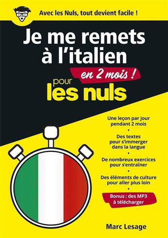 Couverture du livre « Je me remets à l'italien en 2 mois ! pour les nuls » de Marc Lesage aux éditions First