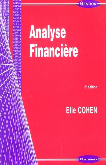 Couverture du livre « Analyse financière » de Elie Cohen aux éditions Economica