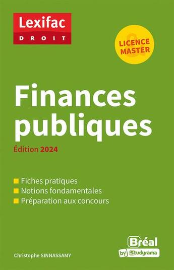 Couverture du livre « Finances publiques (édition 2024) » de Christophe Sinnassamy aux éditions Breal