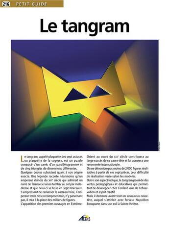 Couverture du livre « Le tangram » de  aux éditions Aedis