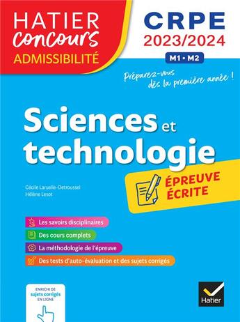 Couverture du livre « Sciences et techno - crpe 2023-2024 - epreuve ecrite d'admissibilite » de Laruelle-Detroussel aux éditions Hatier