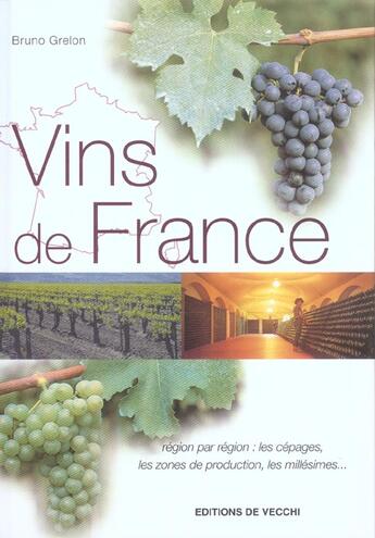 Couverture du livre « Vins de france » de Grelon aux éditions De Vecchi