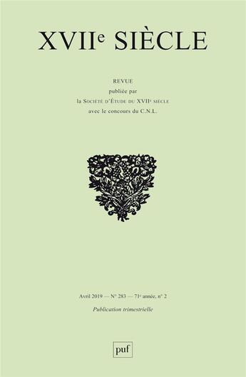 Couverture du livre « Xvii<sup>e</sup> siecle, n 2019-1 (n 283) » de  aux éditions Puf