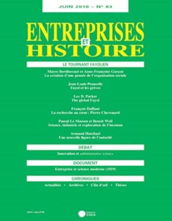 Couverture du livre « Entreprises Et Histoire 83 Juin 2016 » de Fridenson & All aux éditions Eska