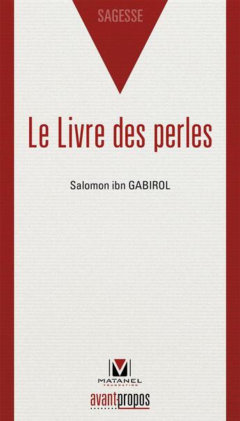 Couverture du livre « Le livre des perles » de Salomon Ibn Gabirol aux éditions Avant-propos