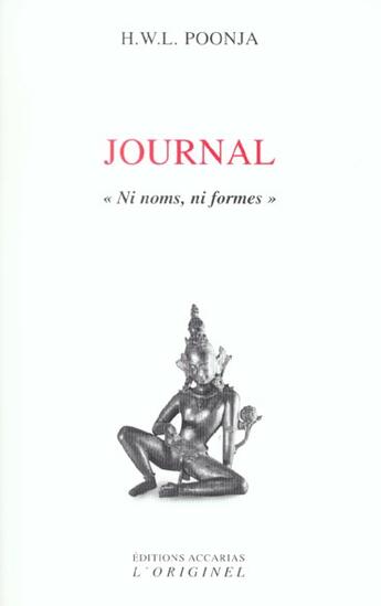 Couverture du livre « Journal - ni noms, ni formes » de Poonja aux éditions Accarias-originel