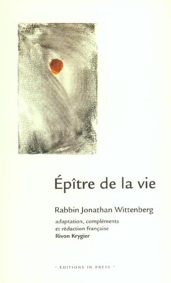 Couverture du livre « Epitre de la vie » de  aux éditions In Press