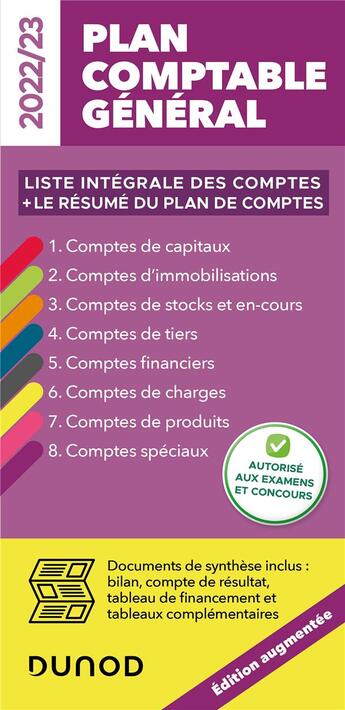 Couverture du livre « Plan comptable général : liste intégrale des comptes + le résumé du plan de compte (édition 2022/2023) » de Charlotte Disle aux éditions Dunod