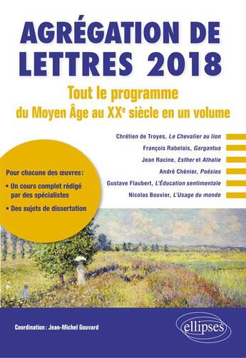 Couverture du livre « Agregation De Lettres 2018 » de Gouvard aux éditions Ellipses Marketing