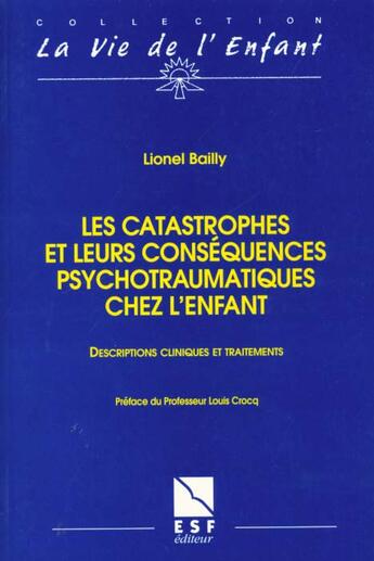 Couverture du livre « Enfant Des Catastrophes » de Lionel Bailly aux éditions Esf