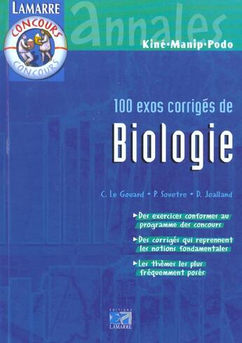 Couverture du livre « Biologie : 100 exos corriges » de Legouard aux éditions Lamarre