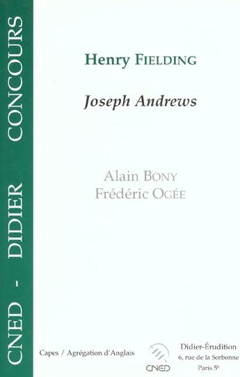 Couverture du livre « Henry fielding - joseph andrews » de Pierre Brunel aux éditions Klincksieck