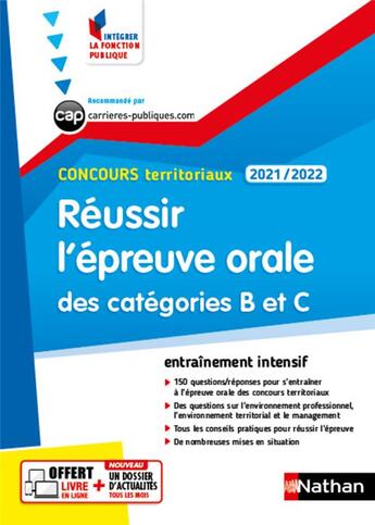 Couverture du livre « Réussir l'épreuve orale des catégories B et C (édition 2021/2022) » de  aux éditions Nathan