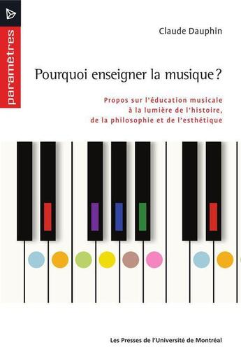 Couverture du livre « Pourquoi enseigner la musique ? propos sur l'éducation musicale à la lumière de l'histoire, de la philosophie et de l'esthétique » de Claude Dauphin aux éditions Pu De Montreal