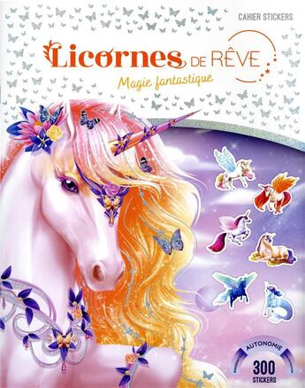 Couverture du livre « Licornes de reve - cahier de stickers - magie fantastique » de Christine Alcouffe aux éditions Play Bac