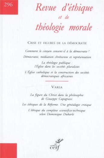 Couverture du livre « REVUE D'ETHIQUE ET DE THEOLOGIE MORALE N.297 » de  aux éditions Cerf