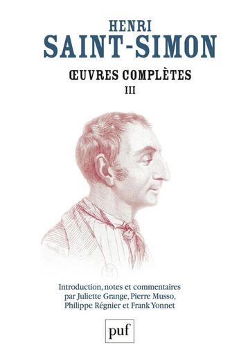 Couverture du livre « Oeuvres complètes de Saint-Simon t.3 » de Henri De Saint-Simon aux éditions Presses Universitaires De France