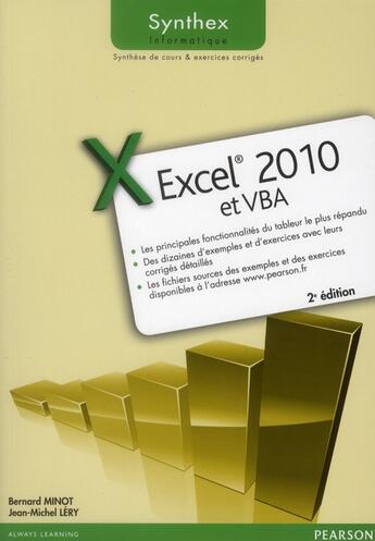 Couverture du livre « Excel 2010 et vba synthex » de Minot Lery aux éditions Pearson