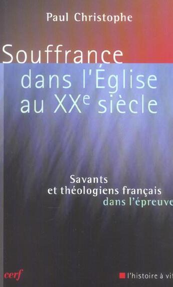 Couverture du livre « Souffrance dans l'Église au XXe siècle » de Paul Christophe aux éditions Cerf