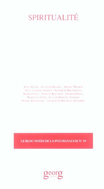 Couverture du livre « Spiritualite bloc note n 19 » de Cifali/ aux éditions Georg