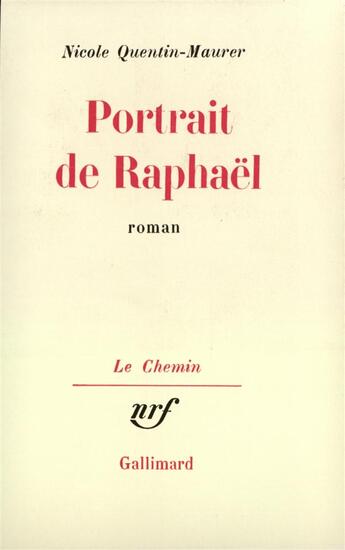 Couverture du livre « Portrait de raphael » de Quentin Maurer N. aux éditions Gallimard