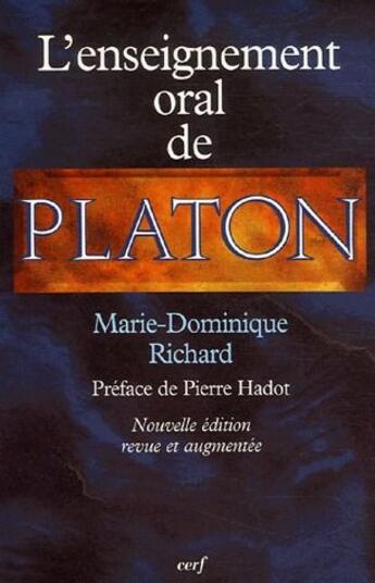 Couverture du livre « L'enseignement oral de Platon » de Richard Marie D aux éditions Cerf