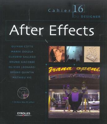 Couverture du livre « After effect-cahier du designer no16 avec cd-rom » de Cotte Et Al aux éditions Eyrolles